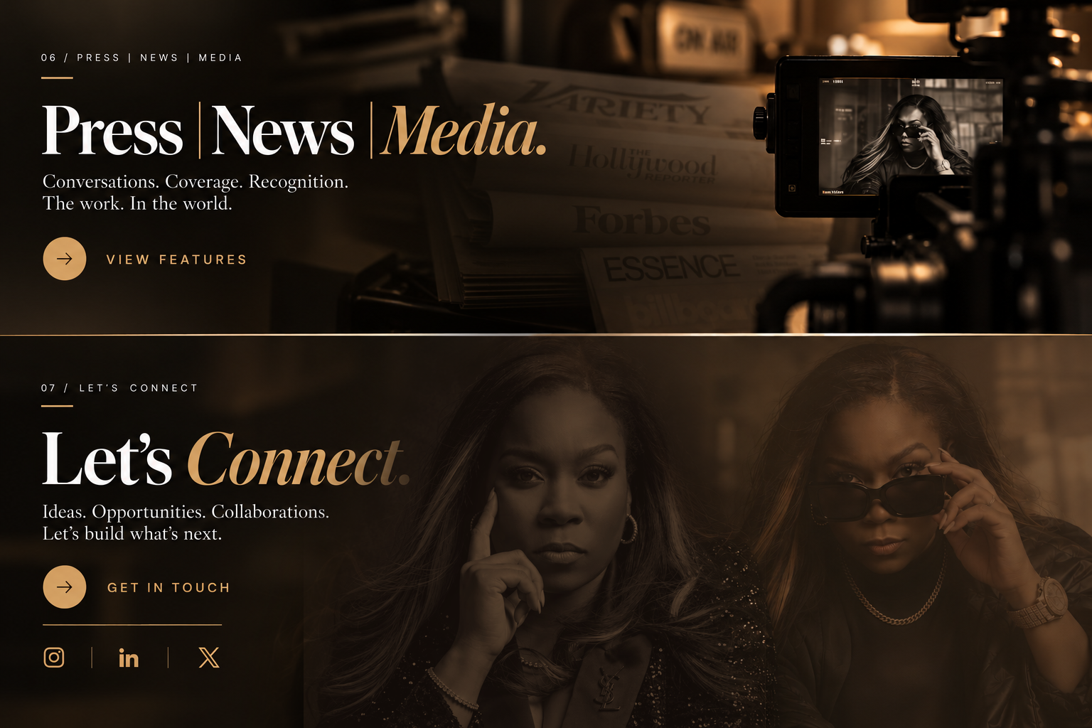 Approved Let’s Connect design featuring two portraits